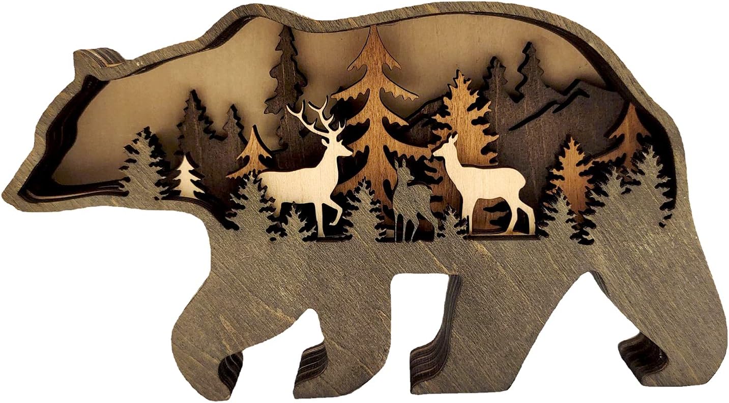 Bear and Moose Wood Figurines: A Cozy and Cute Way to Decorate Your Home